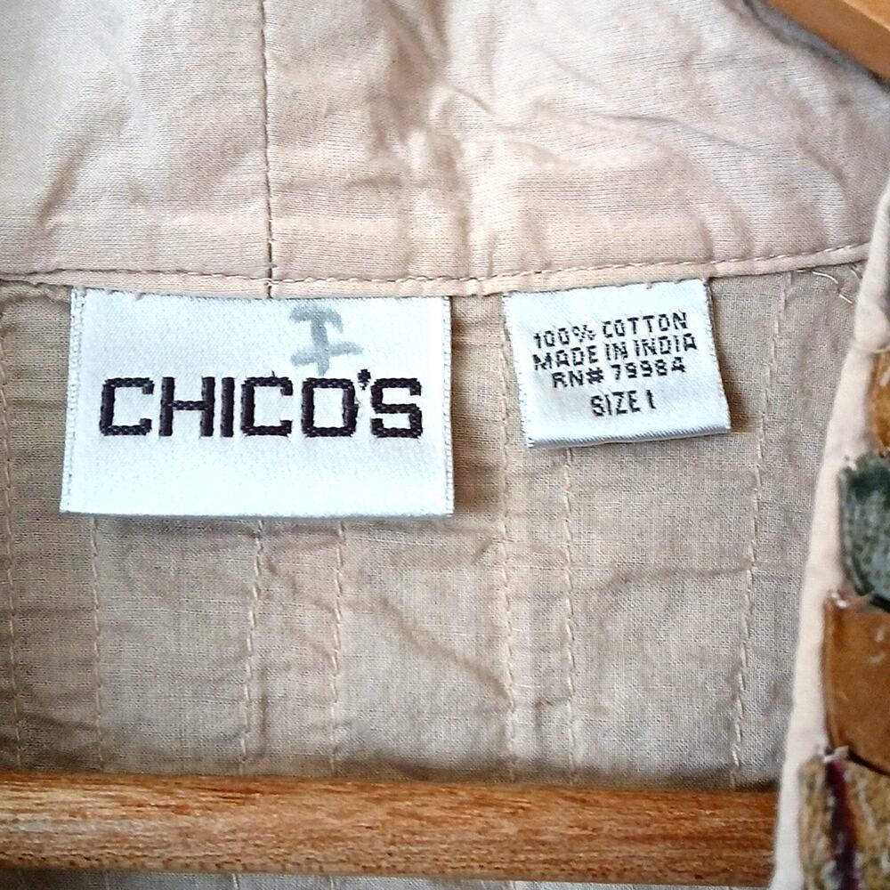 Chico's Women's Short Sleeve Boho Striped Rag Jacket - Picture 2 of 5